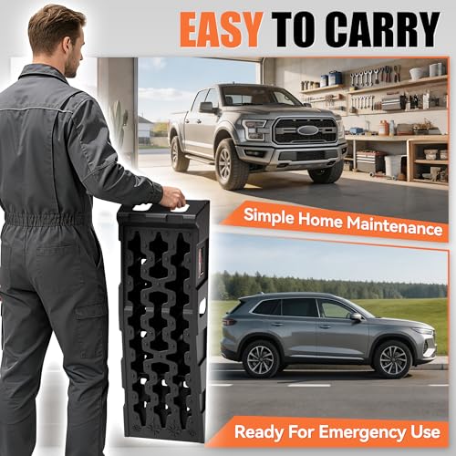 Heavy-Duty Vehicle Service Ramps - 1 Pair Professional Auto Maintenance Lifts for Trucks & SUVs, High-Lift Tire Ramps for Underbody Oil Change, Integrated Support for Jack Stands - size: High Profile V2.0