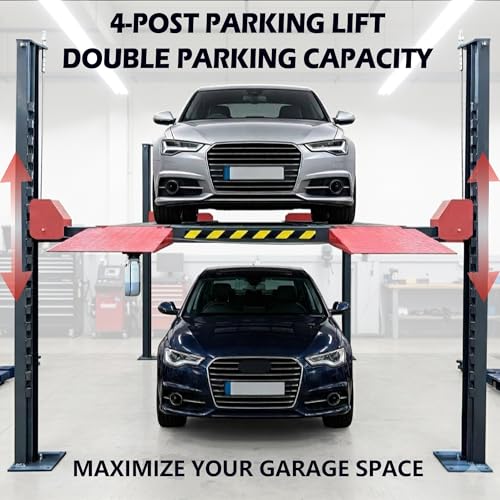 9000LBS Heavy Duty 4 Post Car Lift with Copper Motor | Portable Car Lifts for Home Garage | Car Storage Lift 4 Post Parking Lift - size: MJ-4T-40A
