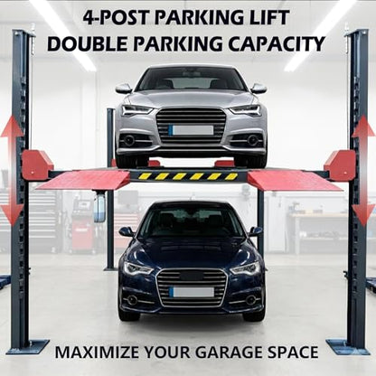 9000LBS Heavy Duty 4 Post Car Lift with Copper Motor | Portable Car Lifts for Home Garage | Car Storage Lift 4 Post Parking Lift - size: MJ-4T-40A