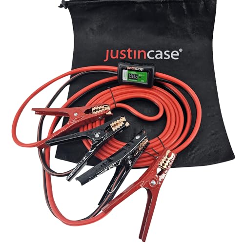 Justin Case Smart 16 Foot 6 Gauge Heavy-Duty Jumper Cables with Integrated Built-In Voltage Meter & 365 Days of Roadside Assistance - size: 16ft 6ga Smart