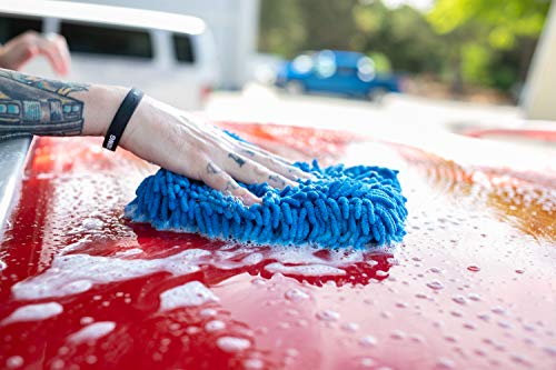 The Rag Company - Premium Chenille Microfiber Knobby Wash Mitts - Perfect for Car Washing and Detailing; Scratch-Free, Lint-Free, Double-Sided, Plush, and Absorbent; Lime Green + Blue (2-Pack) - color: Lime Green + Blue