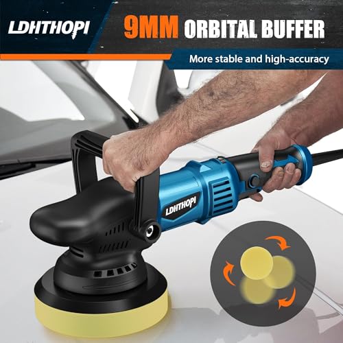 LDHTHOPI Dual Action Polisher, 980W 5/6 Inch, 2026 Upgraded 9MM Random Orbital Buffer Polisher for Car Detailing, 2800-5800RMP, 6 Variable Speed Buffer Polisher with 8 Detachable Pads - size: 980W Dual Action Polisher-Upgraded