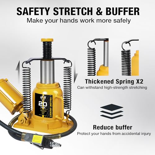 YELLOW JACKET Air Hydraulic Bottle Jack 20 Ton with Aluminum Alloy Pump and Unique Slow Release Equipment