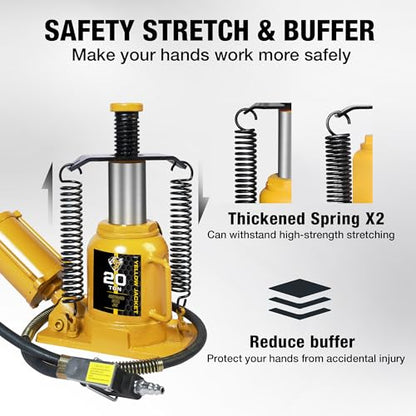 YELLOW JACKET Air Hydraulic Bottle Jack 20 Ton with Aluminum Alloy Pump and Unique Slow Release Equipment