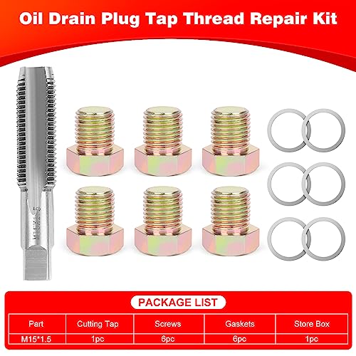Oil Drain Plug Tap Thread Repair M15 x 1.5MM Oil Pan Screws Rethread | Oil Drain Plug Thread Repair Tool Kit Oil Pan Screws Rethread Tool - size: M15 X 1.5MM