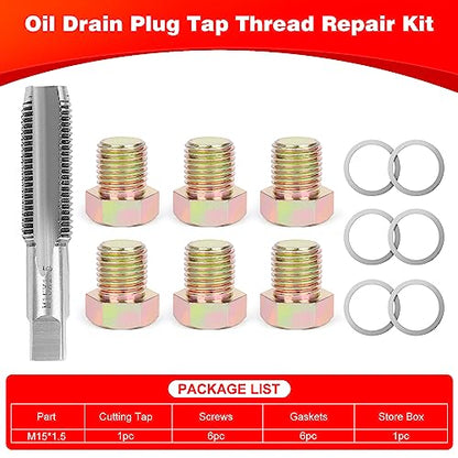 Oil Drain Plug Tap Thread Repair M15 x 1.5MM Oil Pan Screws Rethread | Oil Drain Plug Thread Repair Tool Kit Oil Pan Screws Rethread Tool - size: M15 X 1.5MM