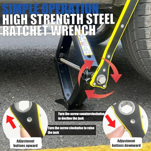 Scissor Car Jack Kit 2.5 Ton (5512 lbs) Portable Tire Changing Kit | Universal Heavy Duty Car Lift with Lug Wrench, Rubber Jack Pad, Emergency Spare Tire Repair Jack Tool for Tesla Sedan SUV MPV