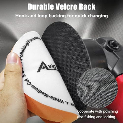 AVID POWER 6 Inch Dual Action Car Buffer Polisher, 6 Variable Speed 2000-6400RPM, Random Orbital Buffer and Polisher Kit bundle with 5PCS Buffing Pads