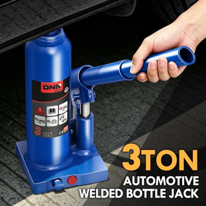 DNA Motoring 3 tons / 6000 lbs Lifting Automotive Welded Hydraulic Bottle Jack for Car SUV Pickup Truck, Auto Repair, with Manual Handle & Carrying Storage Case, Blue - color: blue, style: 3 ton