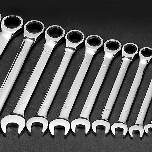22-Piece Ratcheting Wrench Set，Metric & SAE Chrome Vanadium Steel Hand Combination Wrench Spanner with Portable Carrying Bag (Ratchet Wrench) - style: Ratchet Wrench