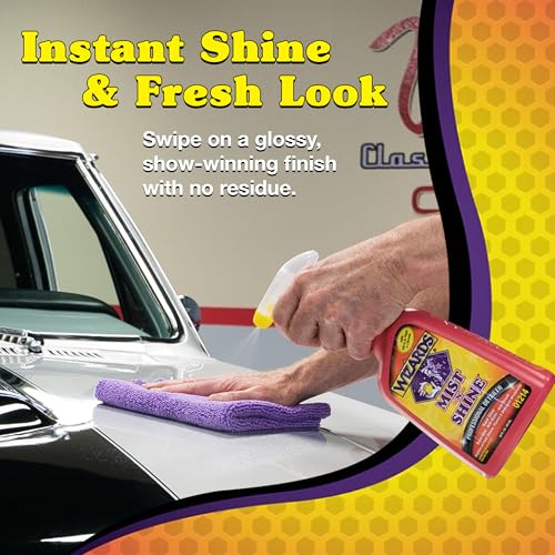 Wizards Mist-N-Shine Professional Car Detailing Spray - Quick Detailer Spray for Cars, Show-Car Gloss, Streak-Free Finish on Paint, Chrome, Glass and Plastic Trim, Wax-Free Formula - 22 oz - size: 22 Fl Oz (Pack of 1)