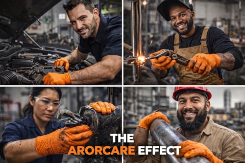 AroCare 8 Mil Orange Nitrile Gloves,3D Raised Diamond Texture-Latex & Powder Free-Industrial, Mechanic - size: Small, style: Case of 1000