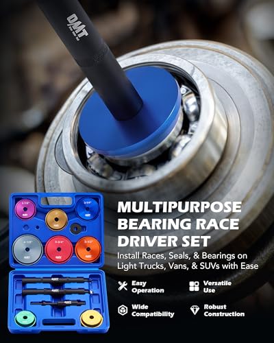 OMT Bearing Press Kit, Bearing Race & Seal Driver Set, Seal Installer Set | 15 pc, 2-11/16 in. to 4-1/8 in. Adapters Knurled & Pneumatic Handles, Heavy-Duty Wheel Bearing Press Kit for Trucks Vans SUVs