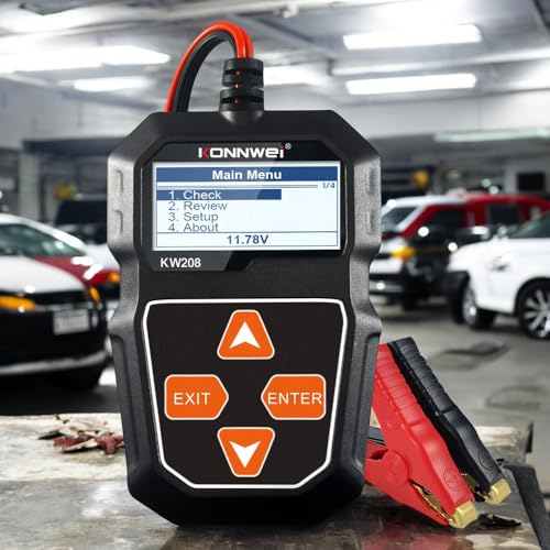 KONNWEI KW208 Car Battery Tester 12V,100-200 CCA Load Analyzer and Alternador Diagnostic Tool, Professional Battery Health Check for Cars and Trucks