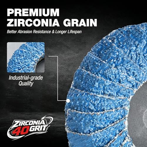 EZARC 10PCS Mixed Flap Disc Set for Die Grinder, 3" Flat & 2" Curved Zirconia Sanding Discs with Holder and 1/4" Shanks, 40 Grit Roll Lock Quick Change Grinding Wheels for Weld Rust Paint Removal - size: 40Gr 10P
