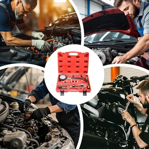 Oil Pressure Gauge Kit 0-140 PSI Compression Diagnostic Gauge | Oil Engine Tester Kit for Automotive Truck Motorcycle Marine Home Garage Workshop Technicians Mechanics