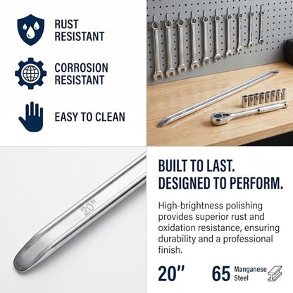 2-Pack 20-Inch Heavy Duty Tire Spoon Set, Professional Forged Steel Tire Changing Tool, High-Leverage Tire Lever Iron Bars for Motorcycles, Dirt Bikes, ATVs, Cars, and Lawn Mowers - color: 2PCS/20IN