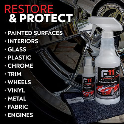 TopCoat F11 Polish & Sealer for Cars, Bikes and More – Water-Based Alternative to Ceramic Wax - 8 oz F11 Kit with Travel Bottle and 2 Microfiber Towels
