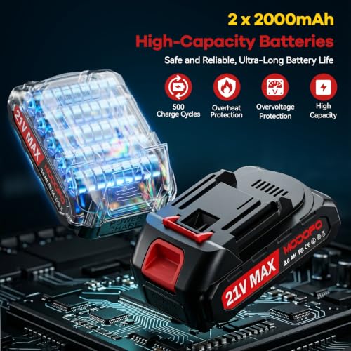 SOARFLY 3/8" Cordless Ratchet Wrench, Power Ratchet Tool Set, 60 Ft-Lbs(80N.m) Electric Ratchet Wrench with 2 * 2000mAh Lithium Batteries, 7 Sockets, LED Light, 1/4" Adapter, 3" Extension Bar - color: Deep Red