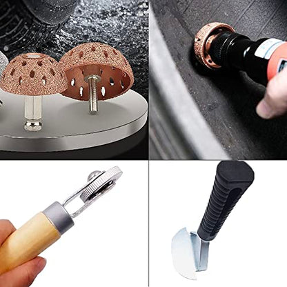 Tire Repair Patch Tools Tire Buffing Wheels 42 mm 55 mm Tungsten Steel Buffing Wheel with Tire Patch Roller Scraping Cutter for Car Tire Grinding Polishing Accessories Kit - size: 42+55mm