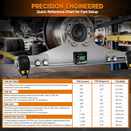 Toe Alignment Tool Toe Plates Wheel Alignment Tool Automotive with 2 Tape Measures and 1 Digital Angle Finder Provides Accurate Fast Wheel Alignment Measurements for Car, ATV, UTV - size: Applicable to M12 hub bolts