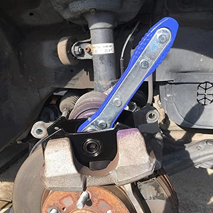 G-PLUS Blue 360° Brake Caliper Press Tool with 2 Groups Steel Plates | Ratchet Piston Spreader Automotive Tools Car Brake Repair & Instalation,4 in 1 Universal Disc Ratchet Brake Caliper Tool - color: Blue(Seller delivery)