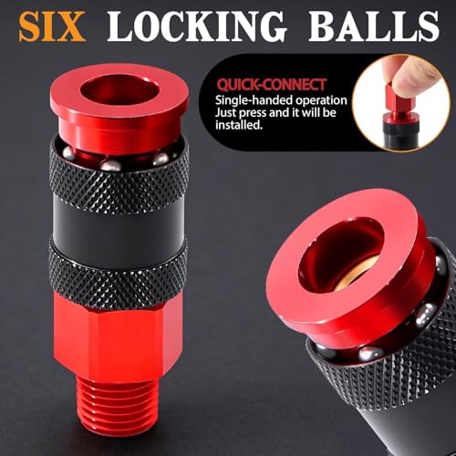 25 PCS Universal Air Coupler & Plug Kit 1/4" NPT Aluminium Alloy Air Compressor Accessories with 360 Degree Swivel Hose Fittings,1/4 Inch Lightweight Quick Connect Compressor Hose Fittings - size: Aluminum alloy
