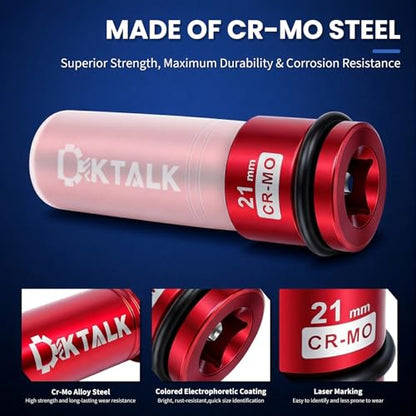 1/2" Drive 21mm Wheel Lug Nut Impact Socket,Color-Coded Non-Marring Deep Thin Wall Socket with Removable Protect Sleeve, 6 Point, Cr-Mo Steel - color: 21mm