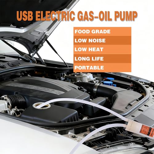 USB Electric Fluid Evacuator Pump, Automotive Oil Extractor Pump for Engine Oil & Fuel Transfer, Portable 12V/USB Liquid Transfer Tool for Car, Motorcycle, ATV, Lawn Mower