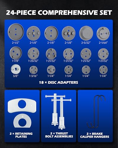 Orion Motor Tech 24pc Brake Caliper Compression Tool Set, Heavy Duty Brake Piston Compressor Tool and Wind Back Tool Kit for Brake Pad Replacement, Universal Disc Brake Caliper Tool Set with Blue Case - size: 24pc
