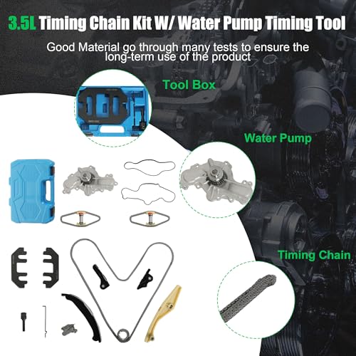 Timing Chain Kit w/Water Pump Timing Tool Fit for Ford Lincoln 2011-2019 | for Ford Edge Explorer Flex Taurus Police Interceptor, for Lincoln MKS MKX MKZ 3.5L 3.7L Replce# AW6348 303-1248