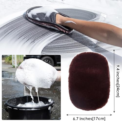 Yours Car Wash Mitt, Ultra-Soft Microfiber Wash Mitt for Car Wash Kit, Scratch-Free & Gentle for Car Detailing and Paint Protection (White)