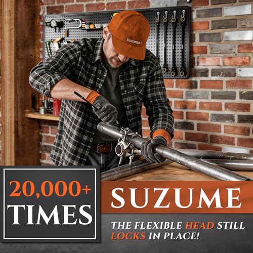 SUZUME Extra Long Flex Head Ratcheting Wrench 8-9mm Metric Double Box End 180° Flexible Head 72-Tooth 15K Gear Tested CR-V Steel Black Chrome Finish For Engine Small Machinery Repair & DIY - size: 8-9mm