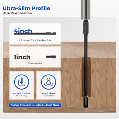Impact Rated Screwdriver Bit Set, 4" Extended Long Magnetic Power Bits, Premium S2 Steel, Shock-Absorbing Design, 1/4" Hex Shank for Power Drill & Impact Driver (4 Inch Metric Hex) - size: 4 Inch Metric Hex