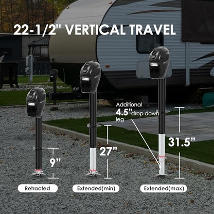 POLESTAR Electric Trailer Jack, 3500lbs Electric Power A- Frame Tongue Jack with Waterproof Protective Cover & LED Light for Travel Trailer Camper, RV, 12V DC with Hard Wiring, 9"-27" Lift - size: 3,500 lbs.