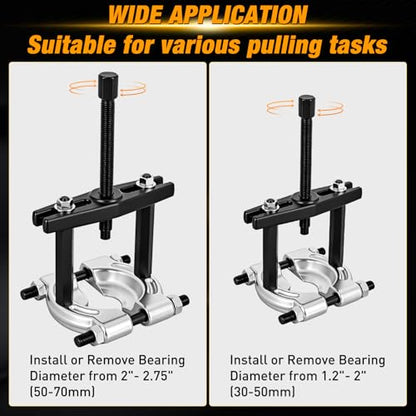 GOOACC 14pcs Bearing Puller Kit, 5 Ton Capacity Bearing Separator with 2" and 3" Jaws, Wheel Bearing Removal and Hub Axle Puller Set, Heavy Duty Gear Splitter Tool Kit, Pinion Pullers with Case, Blue - color: 14pc Bearing Puller Blue