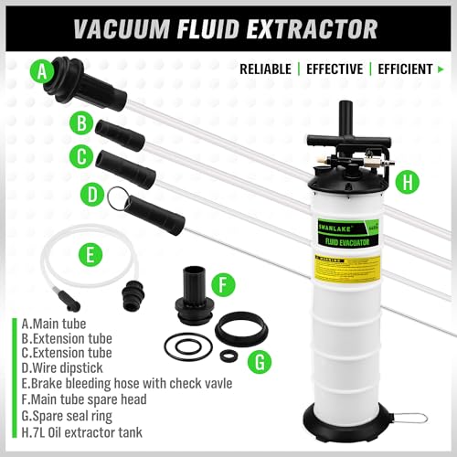 SWANLAKE 7 Liter Pneumatic/Manual Fluid Extractor Pump, Oil Changer Vacuum Fluid Extractor, Oil Change & Fluid-Change Tool - size: 7L