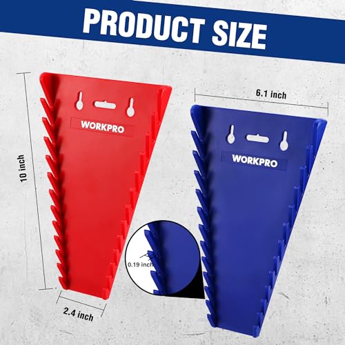 WORKPRO 4-Pack Magnetic Wrench Organizer, 12-Piece Wrench Holder Set | for Tool Box Drawer Chest, SAE (1/4" - 15/16") and Metric (6 mm - 24 mm) - style: Magnetic Wrench Organizer(4PC)