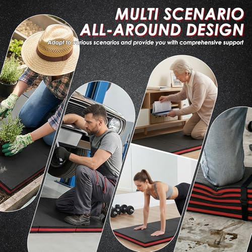 Mechanic Mat, 1.2" Extra Thick Foldable Kneeling Pad with Handle and Storage Belt, 46 x 15.8 inch Waterproof Non Slip EVA Cushion Mat for Garage Workshop Repairing Gardening