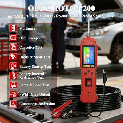 Automotive Circuit Tester, Power Circuit Probe Short Finder with Multimeter & Oscilloscope, 0-36V DC/AC Voltage, PWM Drive, Component Activation, Tester Electric 16.4FT Cable for Car Truck RV