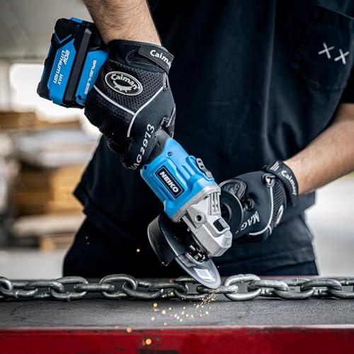 NEIKO 10881A Cordless Angle Grinder, 4 1/2-Inch Grinder with Variable Speed, 20V 4.0A Li-ion Rechargeable Battery, Powerful 8,000 rpm Brushless Motor, Grinders Power Tools, Cordless Grinder Tool - style: Brushless Angle Grinder