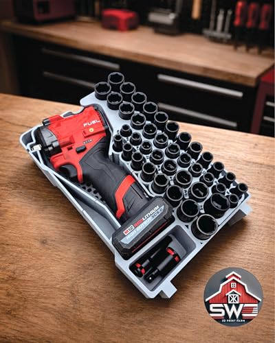 M12 FUEL Stubby 1/2 Impact Wrench 2563-20 & 43PC Socket Set 49-66-7009 Insert Organizer Compatible with Milwaukee Packout 48-22-8435