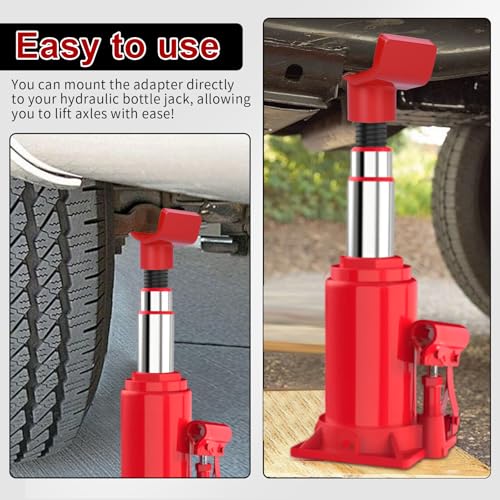Bottle Jack Adapter - Universal Steel Adapter for Safe Jack Lift, Fits 1.61-Inch (41mm) or Smaller Bottle Jacks, Works with Round Axles (4.5" Max) & Square Axles (3.5" Max) - color: Red