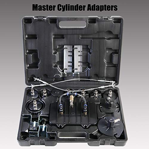 YSTOOL Brake Bleeder Kit Pneumatic Pressure Brake Clutch Fluid Bleeding Tool Set with Master Cylinder Adatpers Air Power Pressurized Oil Change Bleeder Machine and Waste Oil Collection Bottle (Blue) - color: Blue
