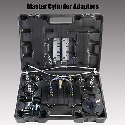 YSTOOL Brake Bleeder Kit Pneumatic Pressure Brake Clutch Fluid Bleeding Tool Set with Master Cylinder Adatpers Air Power Pressurized Oil Change Bleeder Machine and Waste Oil Collection Bottle (Red) - color: Red