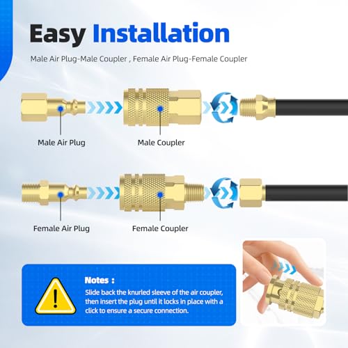 45Pcs Air Coupler & Plug Kit, Hoodutric 1/4" NPT Air Hose Fittings,Quick Connect Air Tool Fittings,Industrial Grade M/D Type Air Compressor Accessories