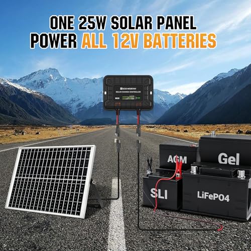 ECO-WORTHY Solar Panel Kit 25W 12V Solar Battery Charger Trickle Maintainer, 25W Solar Panel + Adjustable Mount Bracket + Upgrade Controller,for 12V Batteries Cars RV Boat Motorcycle Marine - size: 25W Smart KIT