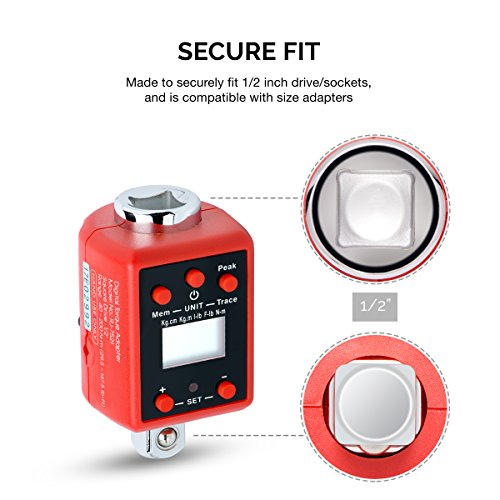 NEIKO 20741A 1/2” Digital Torque Adapter, 29.5-147.5 Ft-Lb, 1/2” Drive Digital Torque Wrench Converter/Torque Wrench Adapter, Alert Signals Torque Setting, Calibrate Digital & Analog Torque Wrench - style: 1/2" Drive