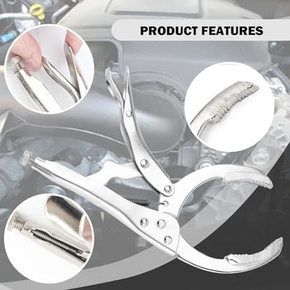 Upgraded Oil Filter Pliers,Adjustable Vice Grips with Jaw Capacity 1.59"-2.77",Anti-slip Locking Wrench/Oil Filter Wrench for Removing and Installing Firm Oilfilter