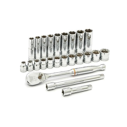 GEARWRENCH 24 Pc. 3/8" Drive 6 & 12 Pt. Mechanics Tool Set, Standard & Deep, Metric - 80559